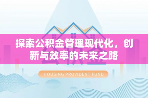 果洛探索公积金管理现代化，创新与效率的未来之路
